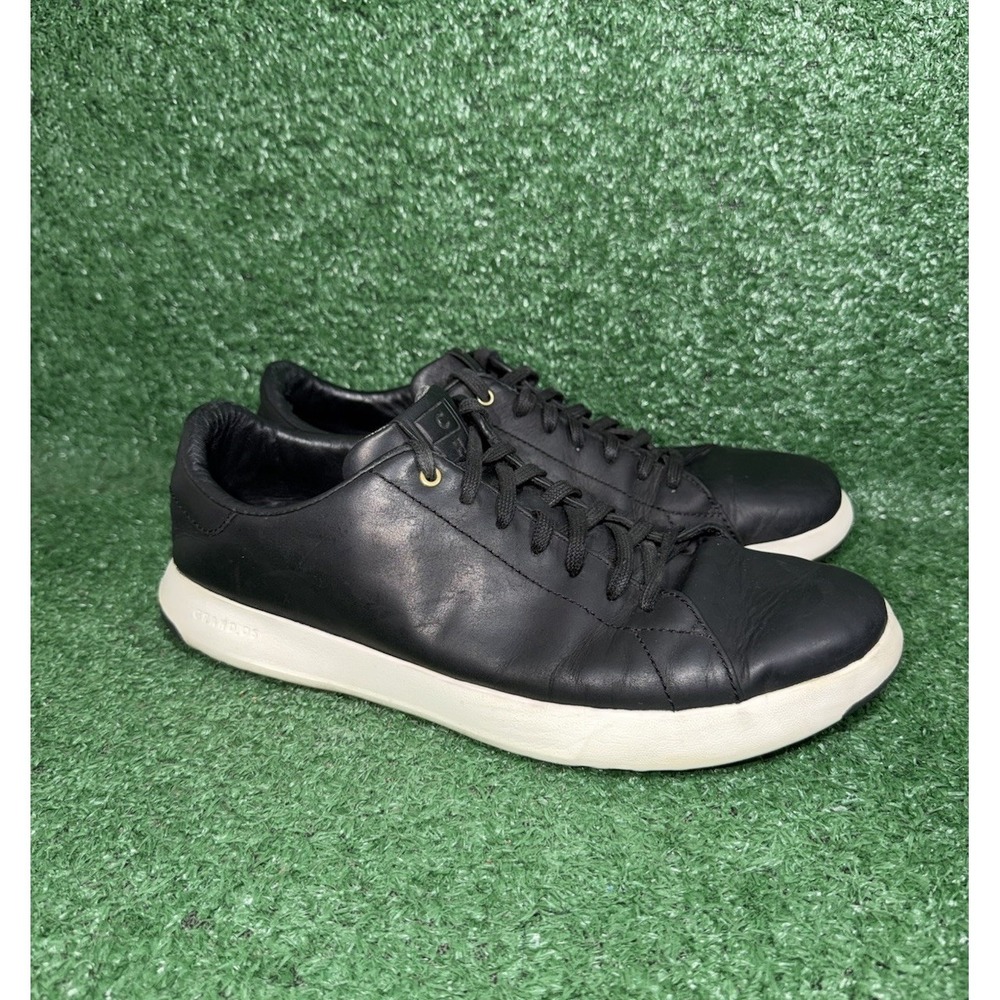 Cole Haan GrandPro Mens Size 10 Low Top Sneakers Tennis Black Oil Leather C26534